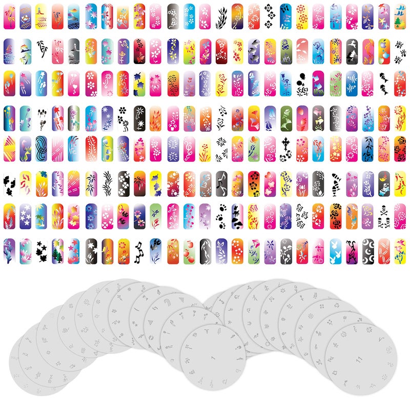Custom Body Art Airbrush Nail Stencils - Nail Art Stencils Series #1: 260 Unique Designs from 20 Individual Templates - Image 1